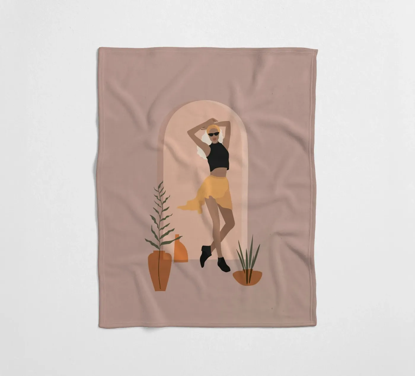 Woman in minimalist style skirt dancing fleecedeken van 🎁 NOBELART