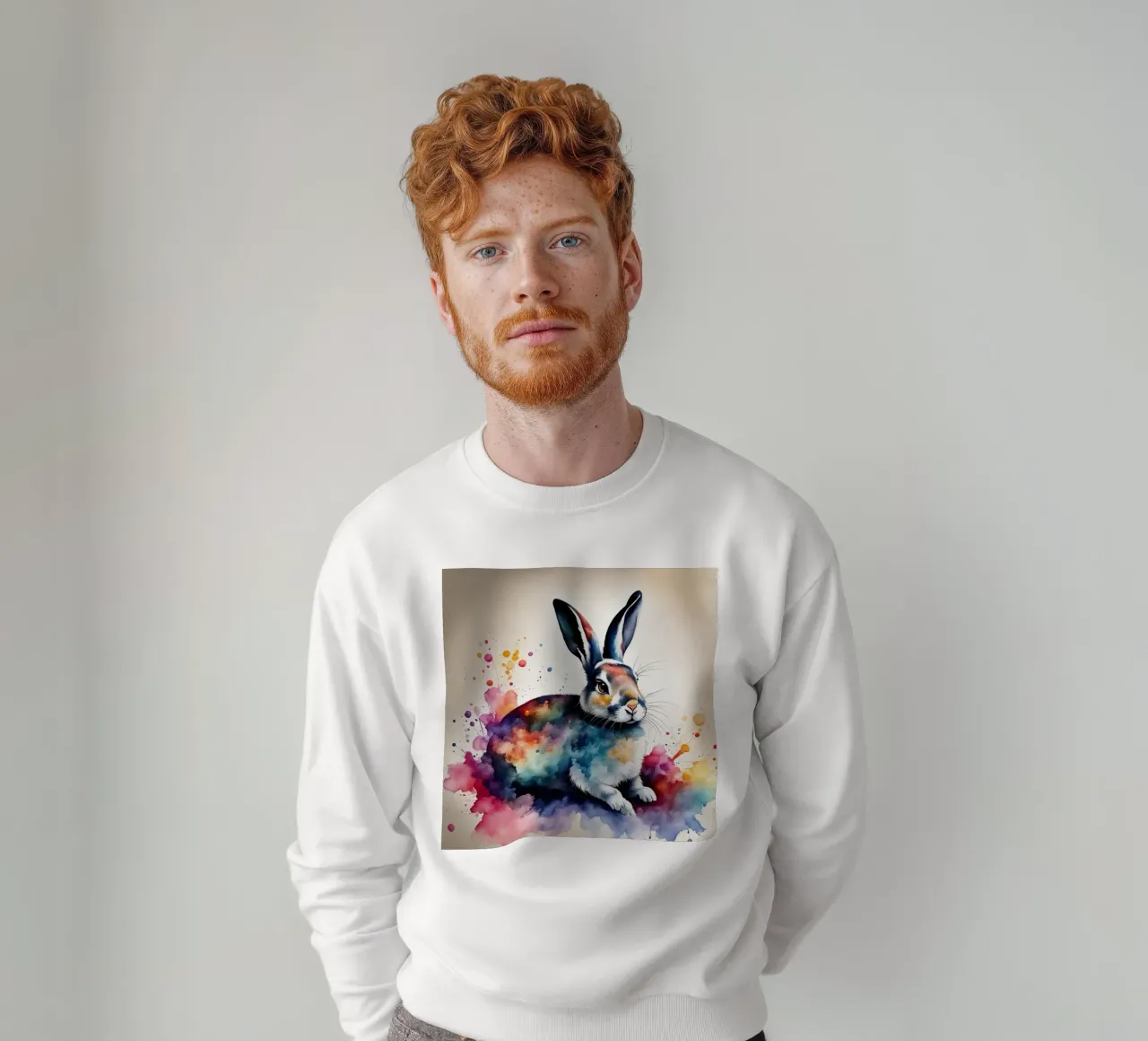 Tecnica dell'acquerello del coniglio felpa da 🎁 ARTVI-SHOP