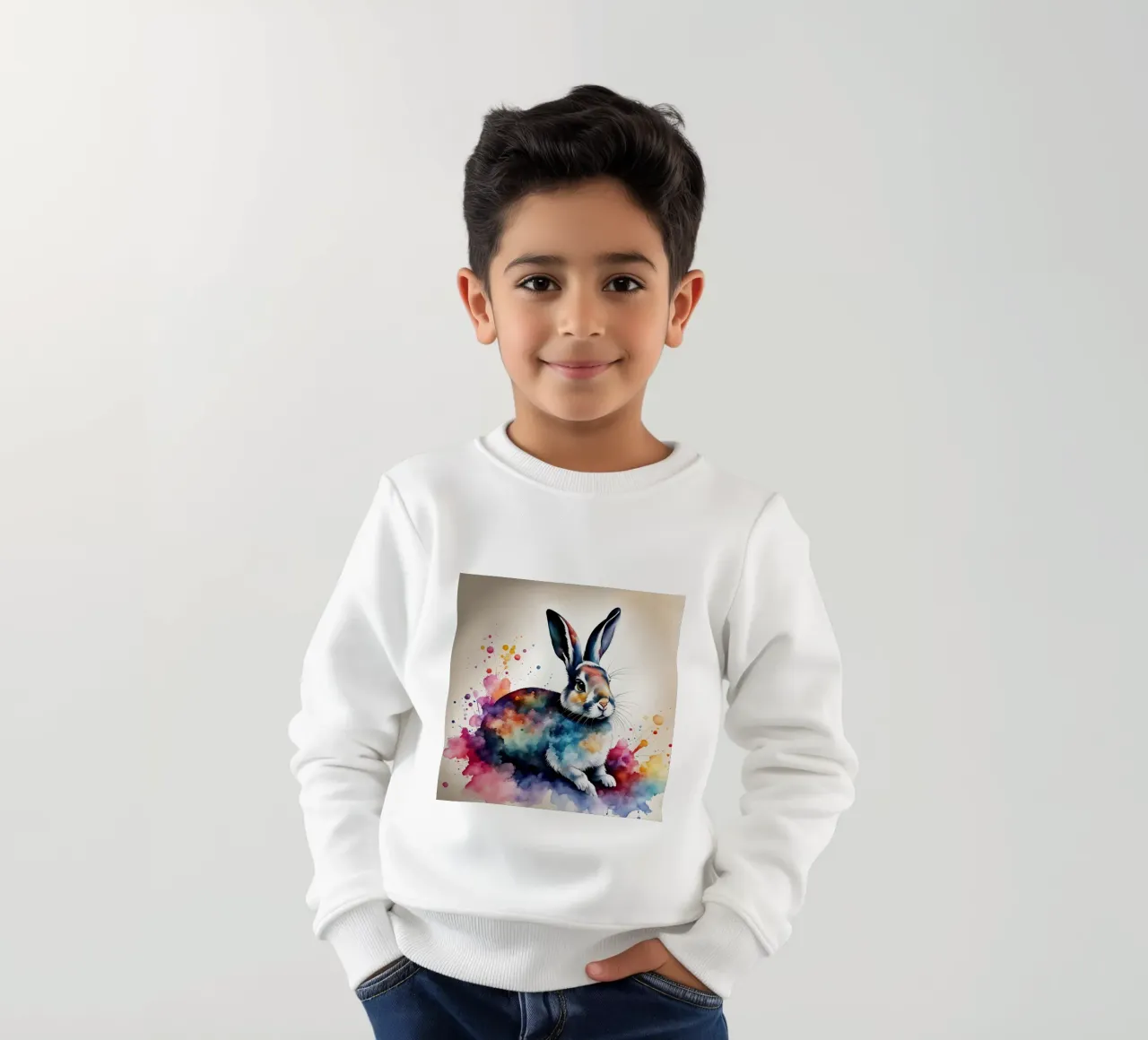 Tecnica dell'acquerello del coniglio felpa bambino da 🎁 ARTVI-SHOP