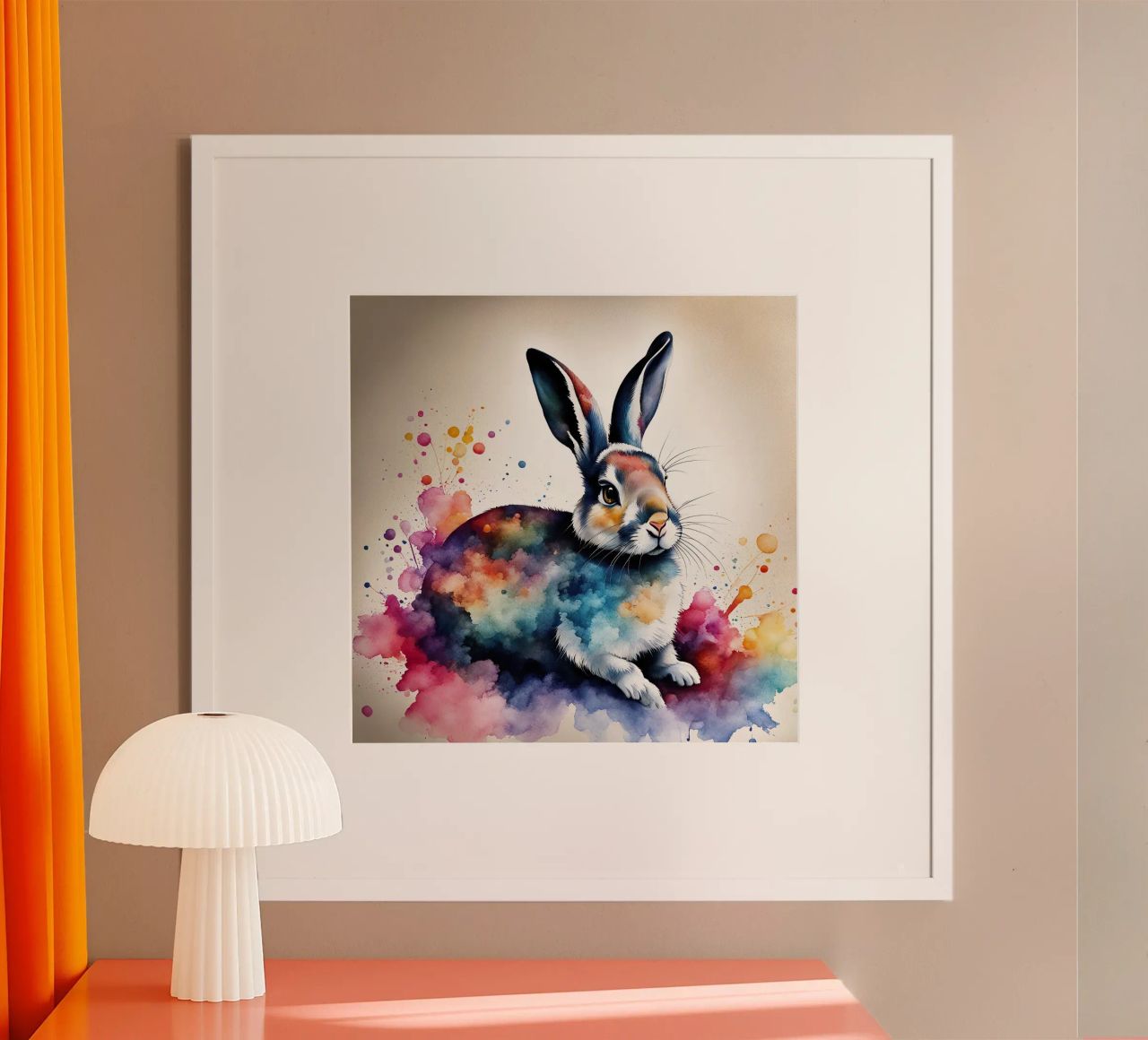Kaninchen Aquarelltechnik Poster von ARTVI-SHOP