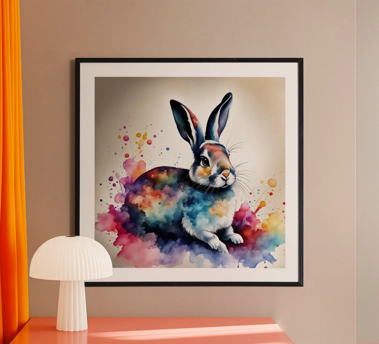 Kaninchen Aquarelltechnik Poster von ARTVI-SHOP