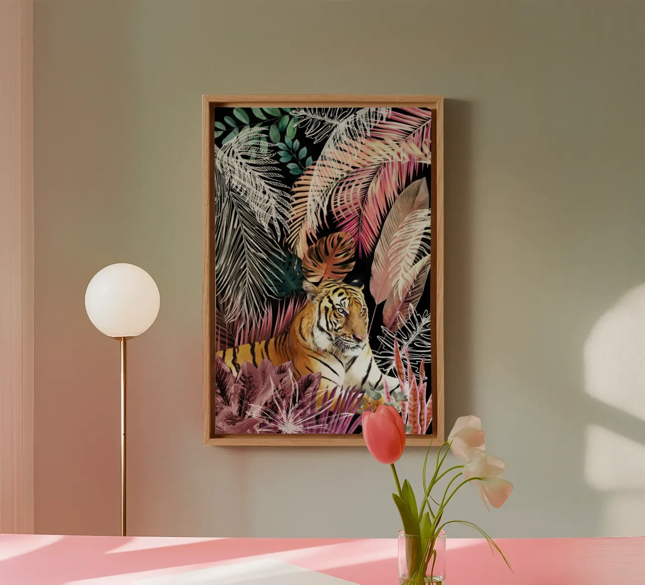 Jungle Tijger 01 canvas met Baklijst van amini54