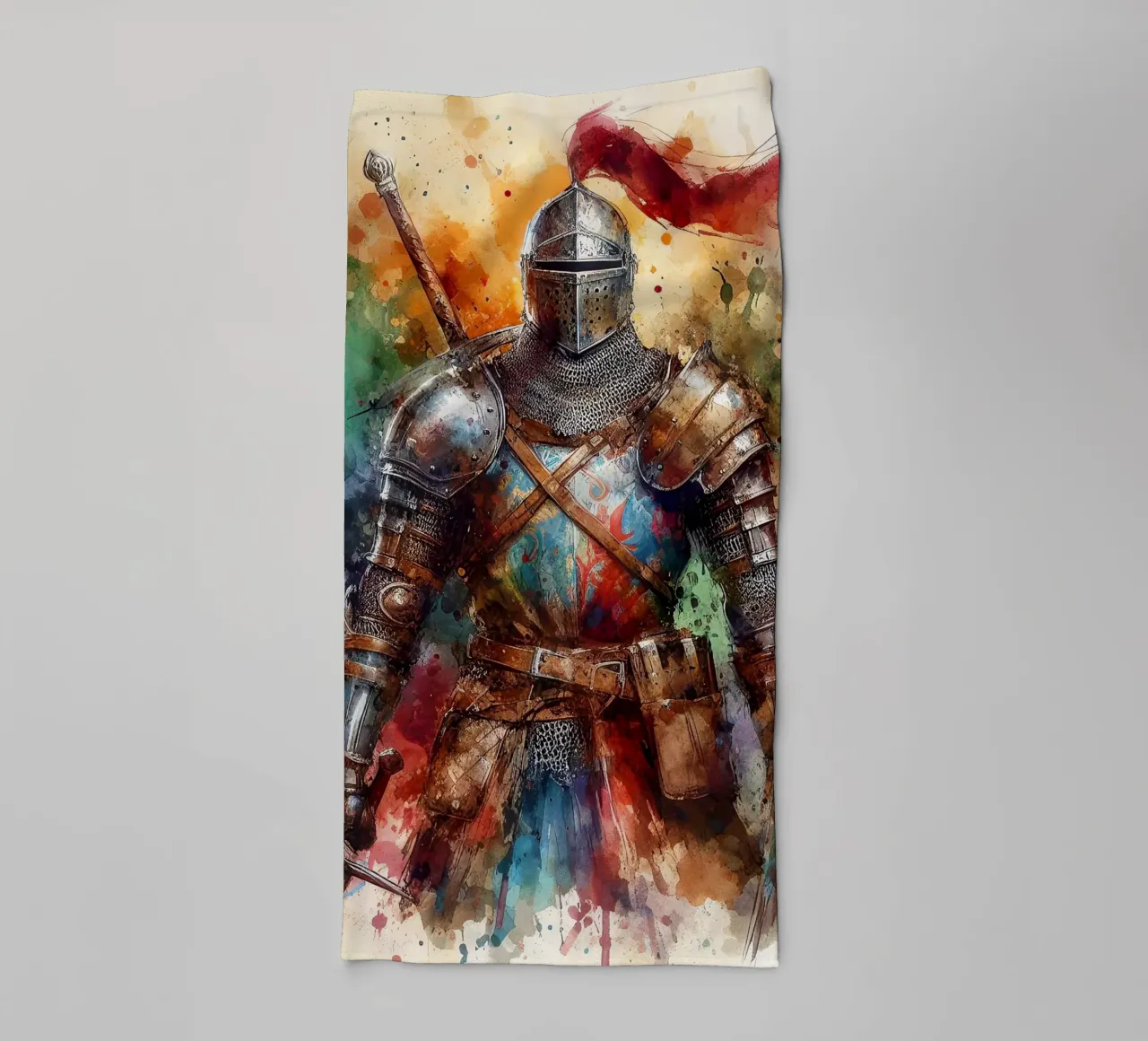 Krijger uit de middeleeuwen badhanddoek van ARTVI-SHOP