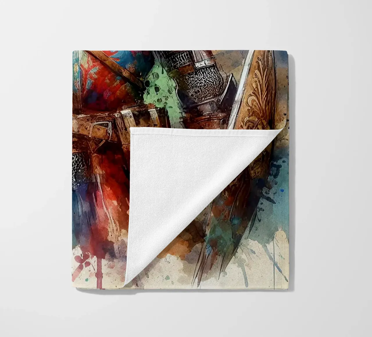 Krijger uit de middeleeuwen strandhanddoek van ARTVI-SHOP