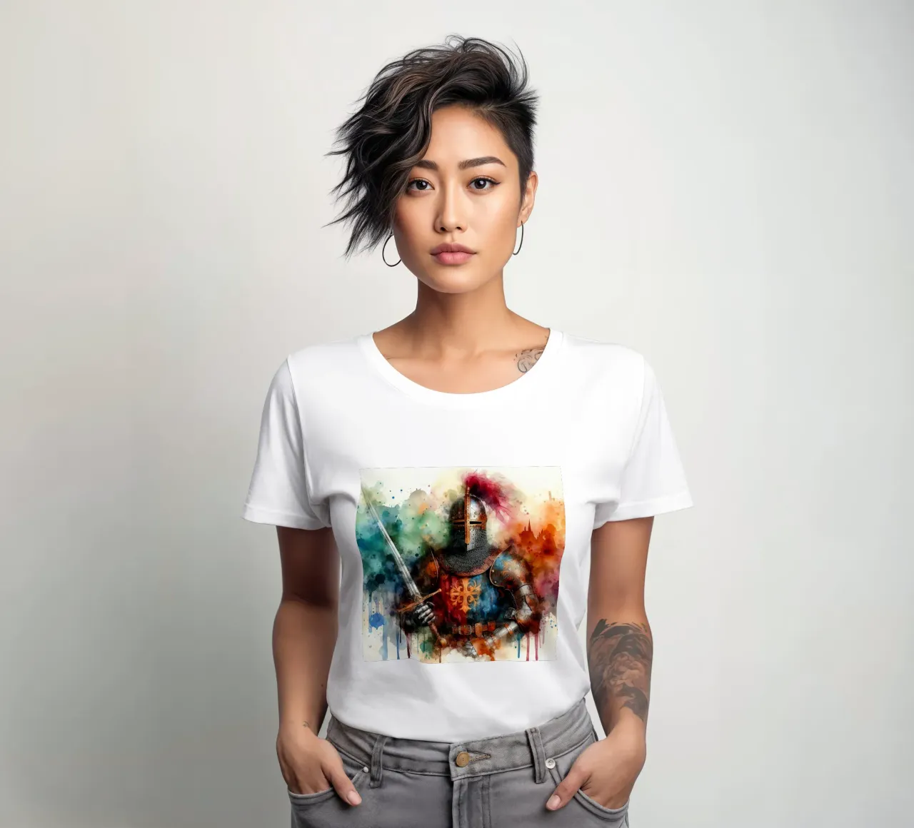 Krijger uit de middeleeuwen dames t-shirt getailleerd van ARTVI-SHOP