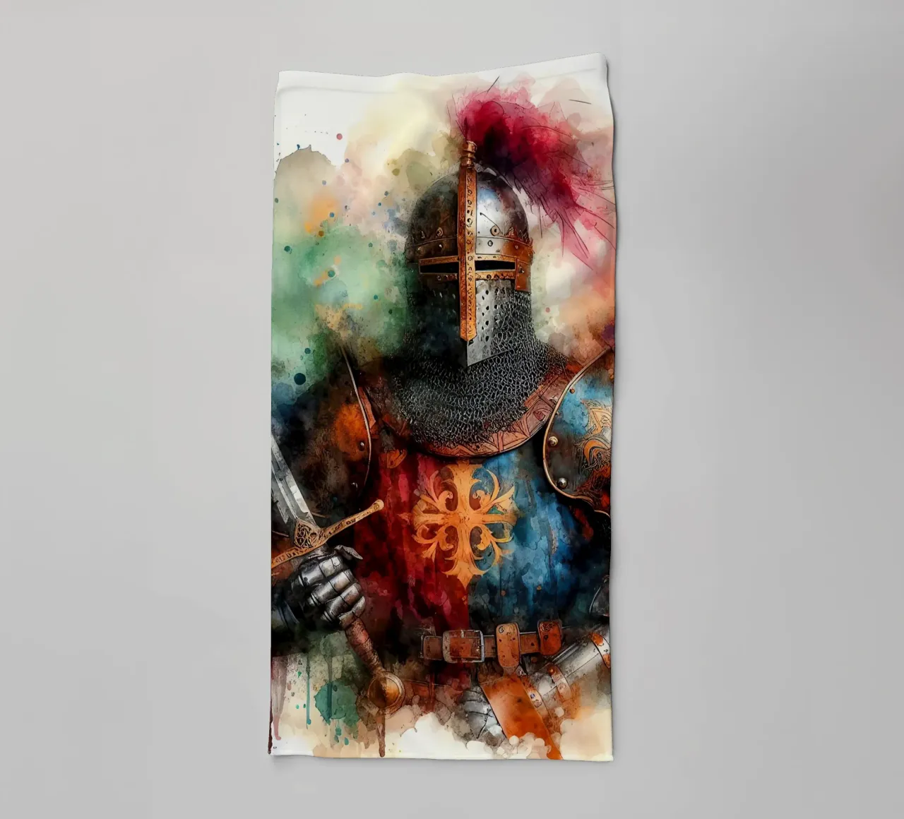Krijger uit de middeleeuwen badhanddoek van ARTVI-SHOP