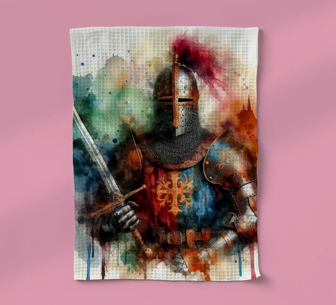 Krijger uit de middeleeuwen theedoek van ARTVI-SHOP