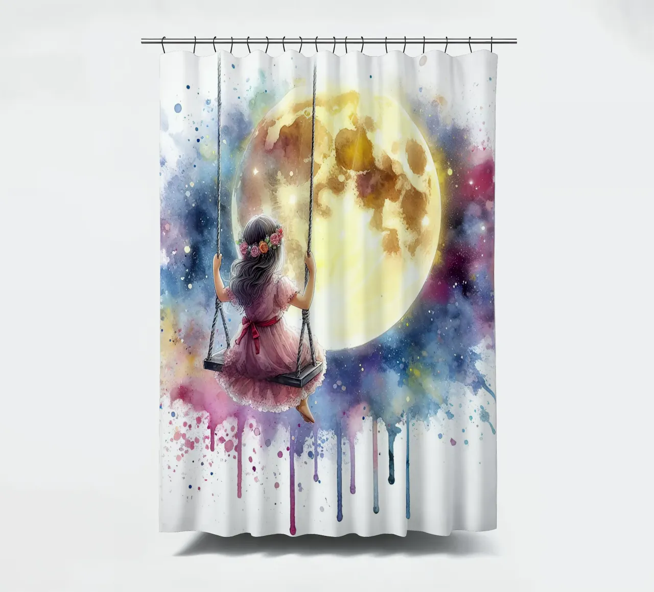 Swing of the moon shower curtain by 🎁 ARTVI-SHOP