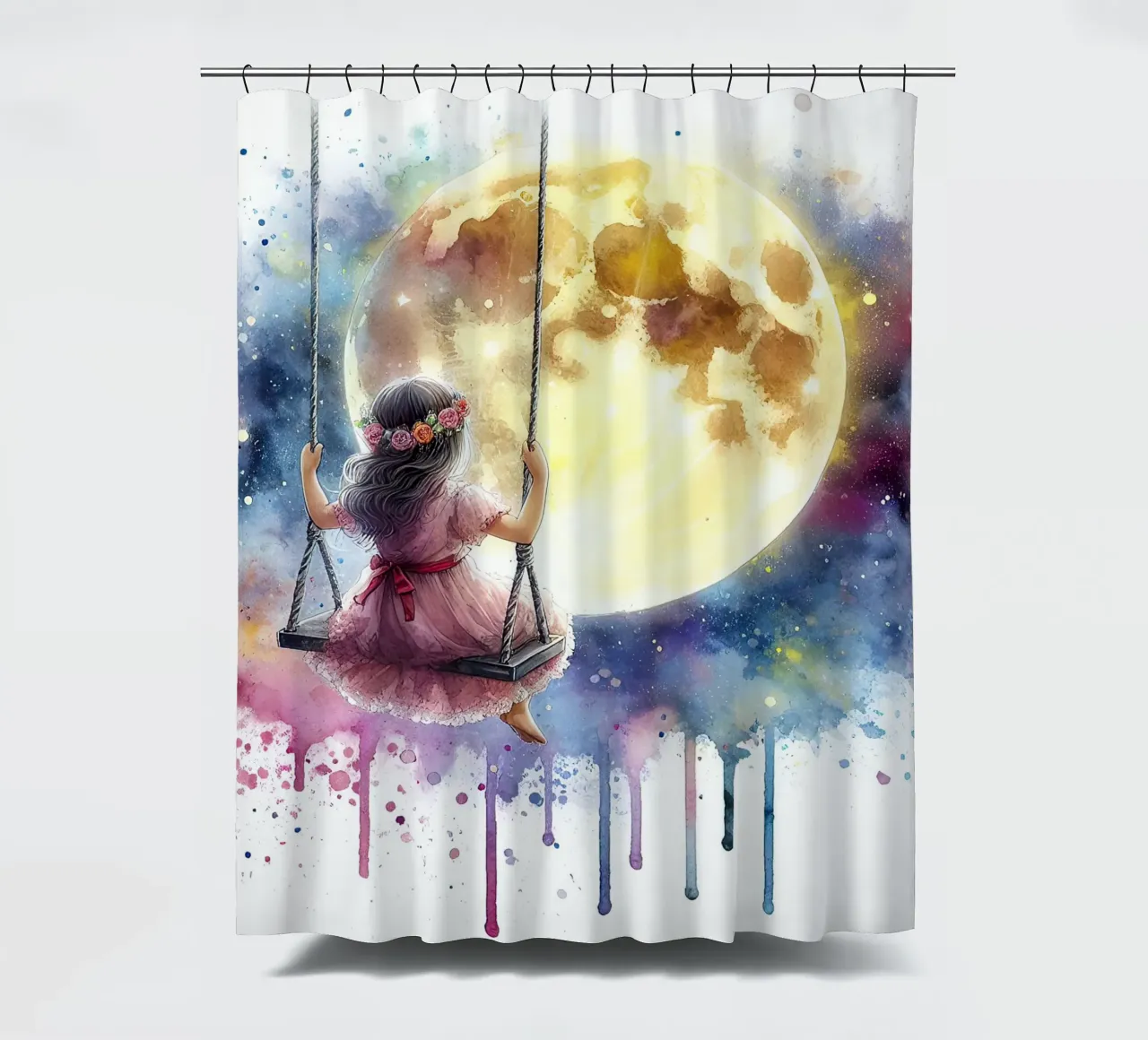 Swing of the moon shower curtain by 🎁 ARTVI-SHOP