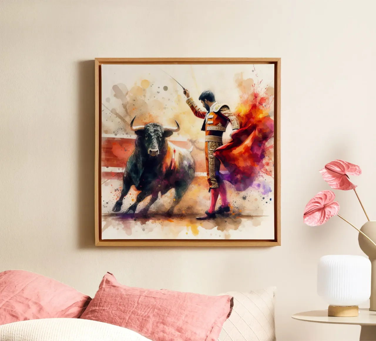 Torero español lienzo con Marco flotante de 🎁 ARTVI-SHOP