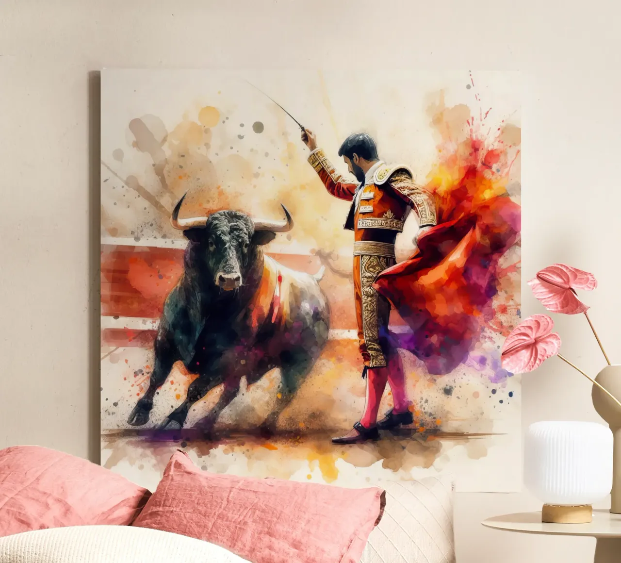 Torero español lienzo con Marco flotante de 🎁 ARTVI-SHOP