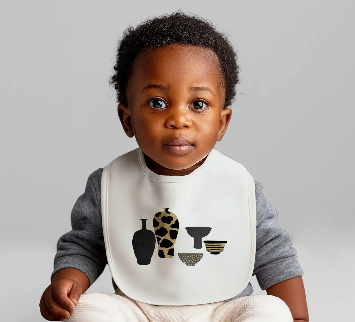 Patterned Vases baby bib by Orara Studio