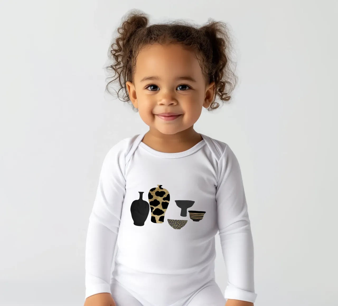 Patterned Vases long-sleeve baby romper by Orara Studio