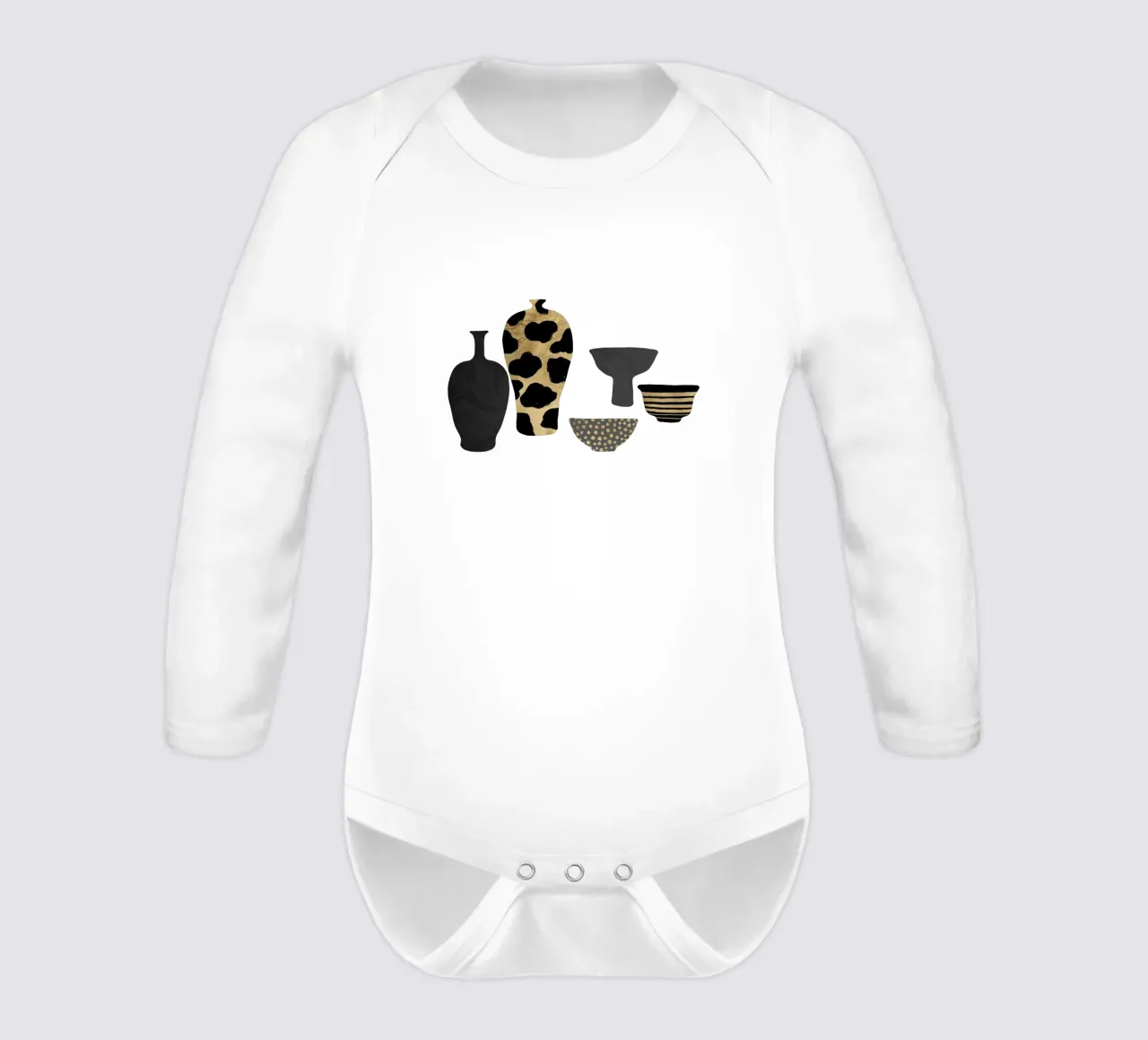 Patterned Vases long-sleeve baby romper by Orara Studio