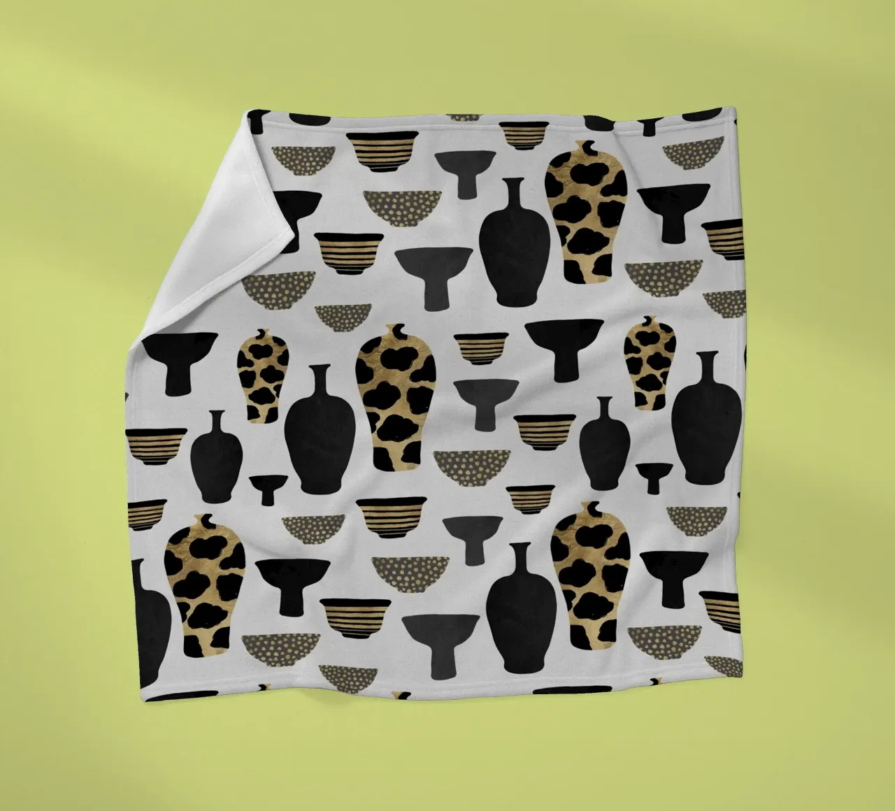 Patterned Vases fleece blanket by Orara Studio