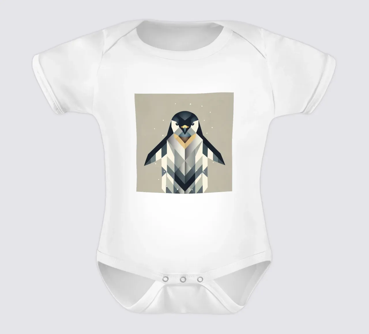 Penguin - Frosty elegance in geometric form short-sleeve baby romper by namosh
