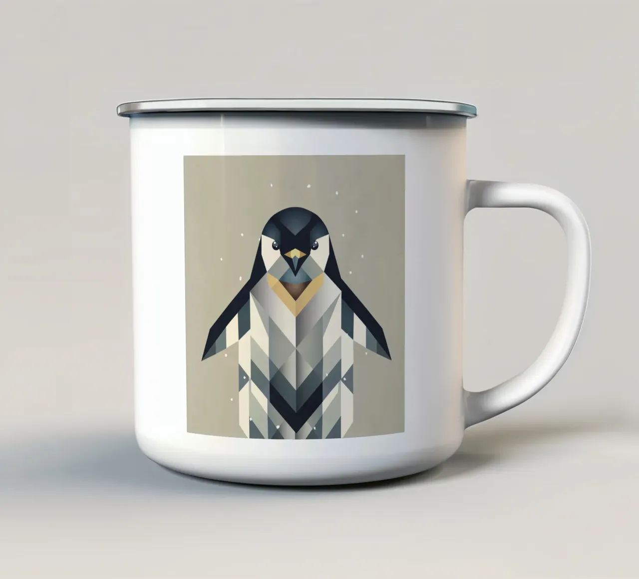 Pinguino - Eleganza gelida in forma geometrica tazza in smalto da namosh