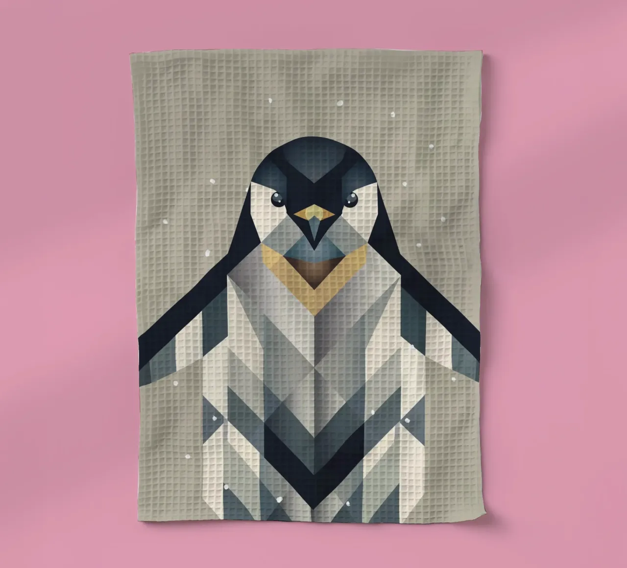 Pingouin - l'élégance glacée d'une forme géométrique torchon de namosh