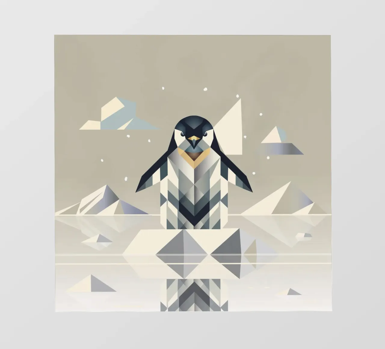 Elegante pinguino in un paesaggio geometrico di ghiaccio telo in pvc da namosh