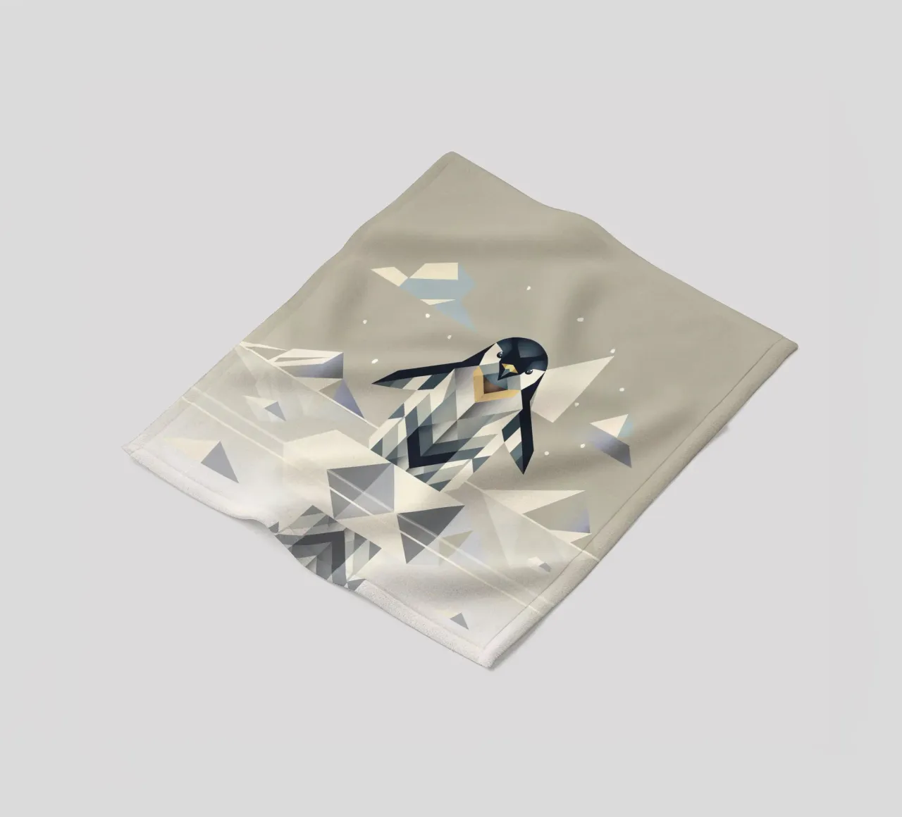 Eleganter Pinguin in geometrischer Eislandschaft Fleecedecke von namosh