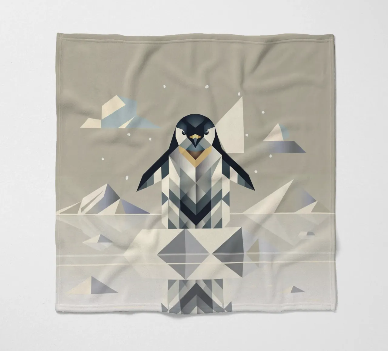 Eleganter Pinguin in geometrischer Eislandschaft Fleecedecke von namosh