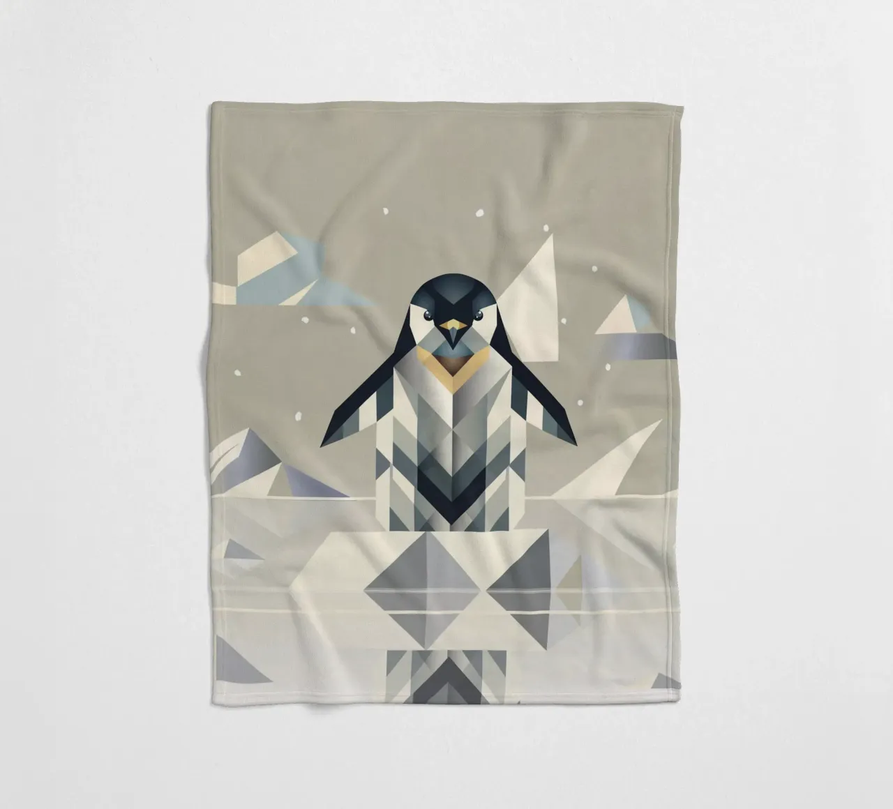 Eleganter Pinguin in geometrischer Eislandschaft Fleecedecke von namosh