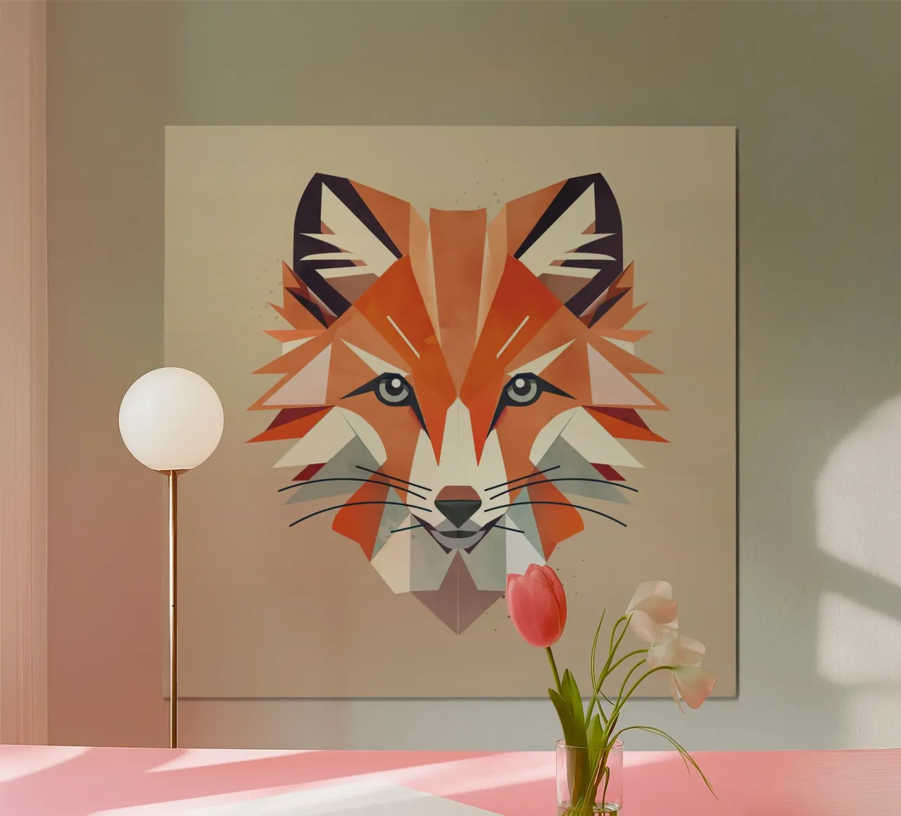 Faszinierender geometrischer Fuchs in warmen Farben Hahnemühle von namosh