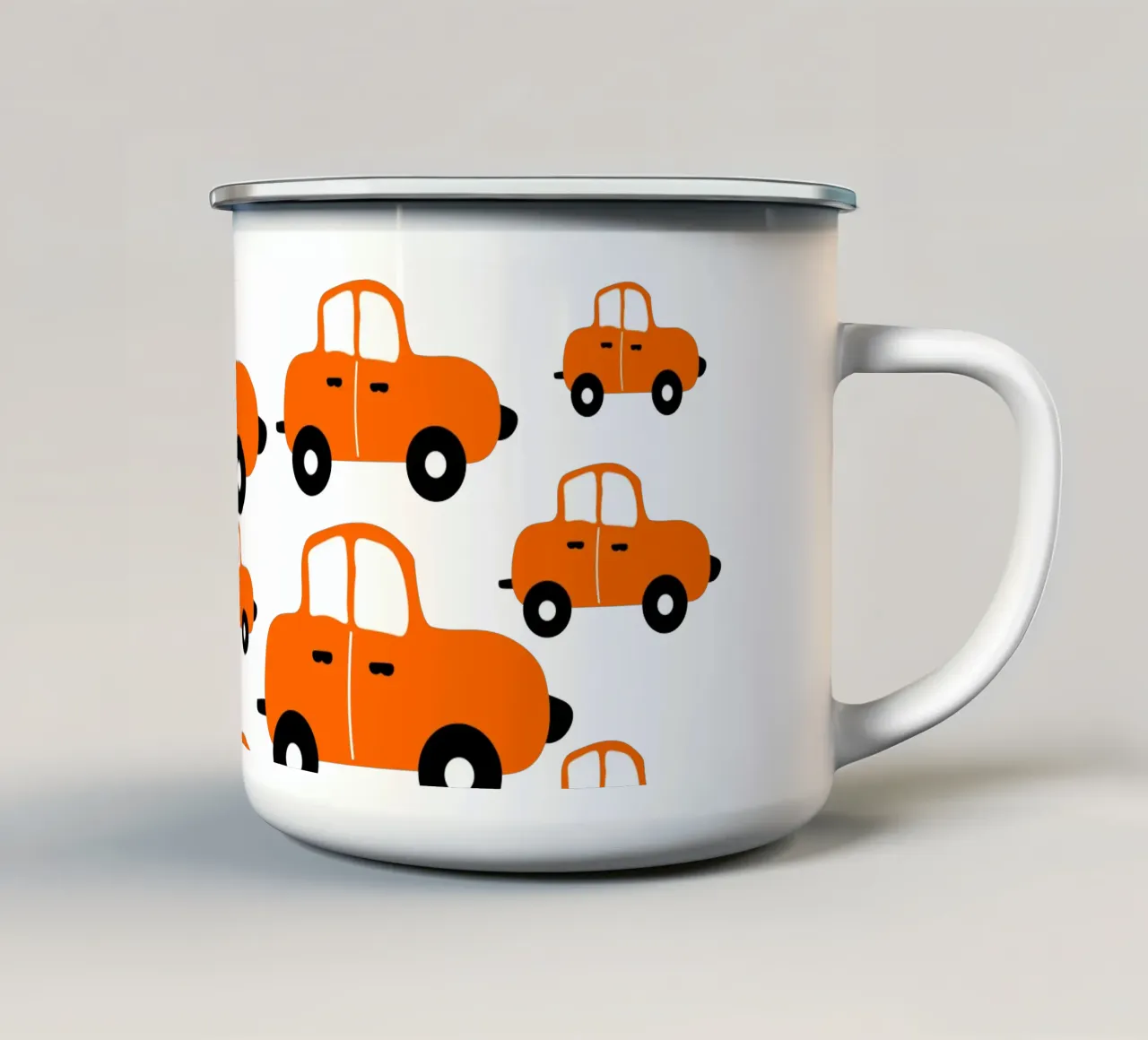 Orange motorcars Emaille Tasse von baobabprintstore