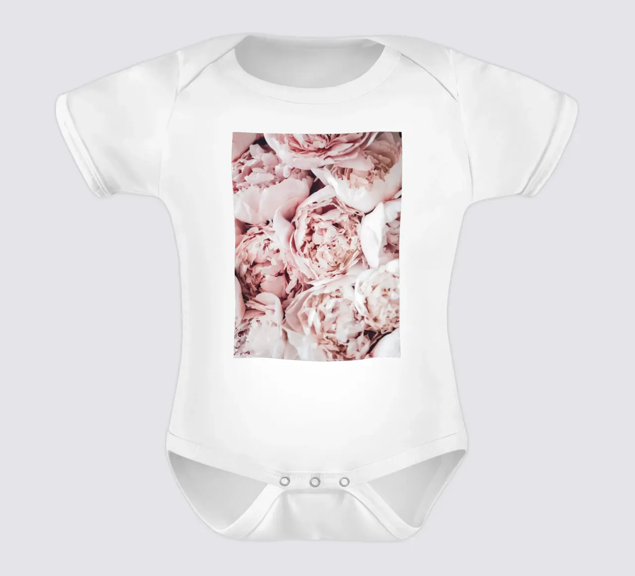 Pale pink peony design - Elegant wall decoration & accessories short-sleeve baby romper by Whole©