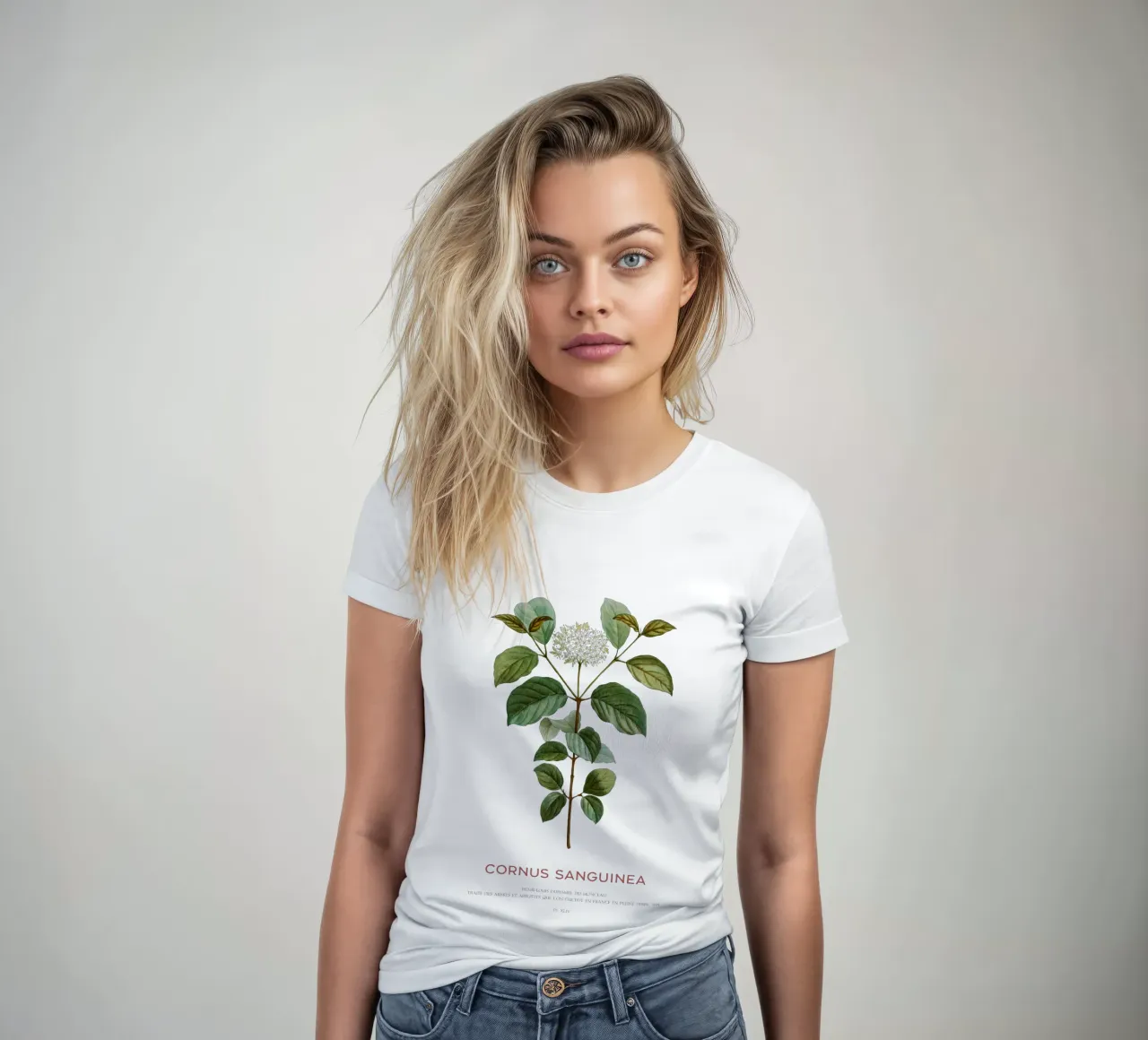 Bloederige kornoelje of Cornus Sanguinea dames t-shirt getailleerd van Vintagrafica