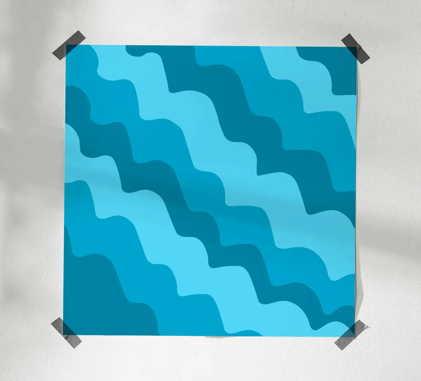 Blue waves gradient pattern Poster von baobabprintstore