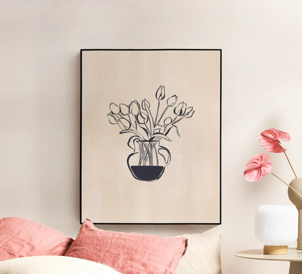 Tulipanes Florero Line Art Print metacrilato de Ivy Green Illustrations