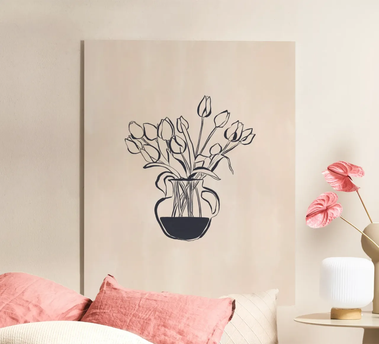 Tulipanes Florero Line Art Print metacrilato de Ivy Green Illustrations