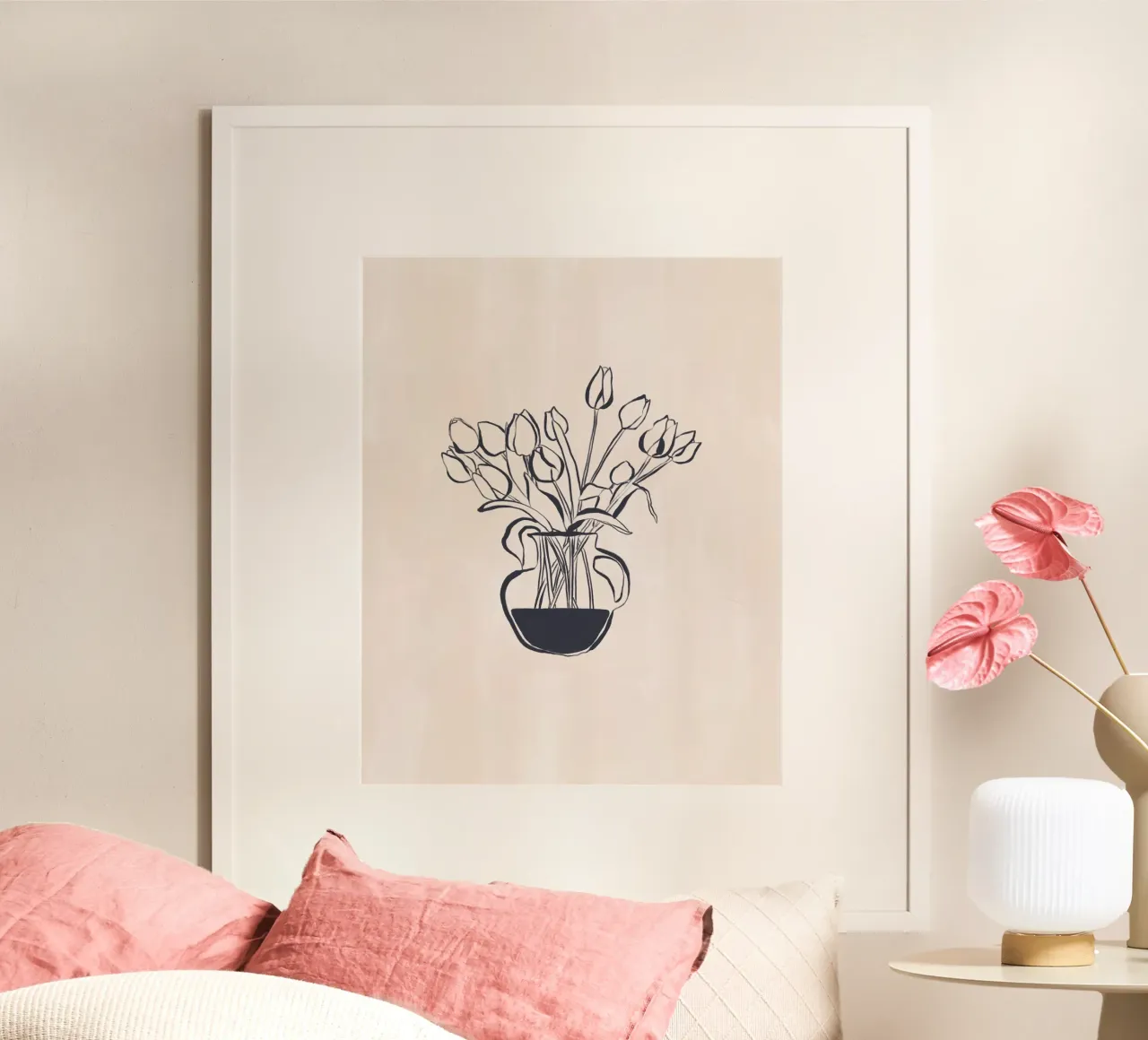 Tulipanes Florero Line Art Print hahnemühle de Ivy Green Illustrations