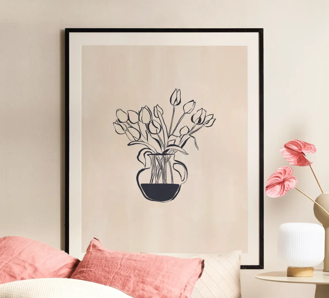 Tulipanes Florero Line Art Print hahnemühle de Ivy Green Illustrations