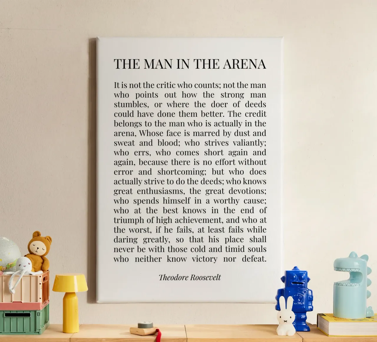 The man in the arena speech canvas with Floater frame by Paigaam Studio