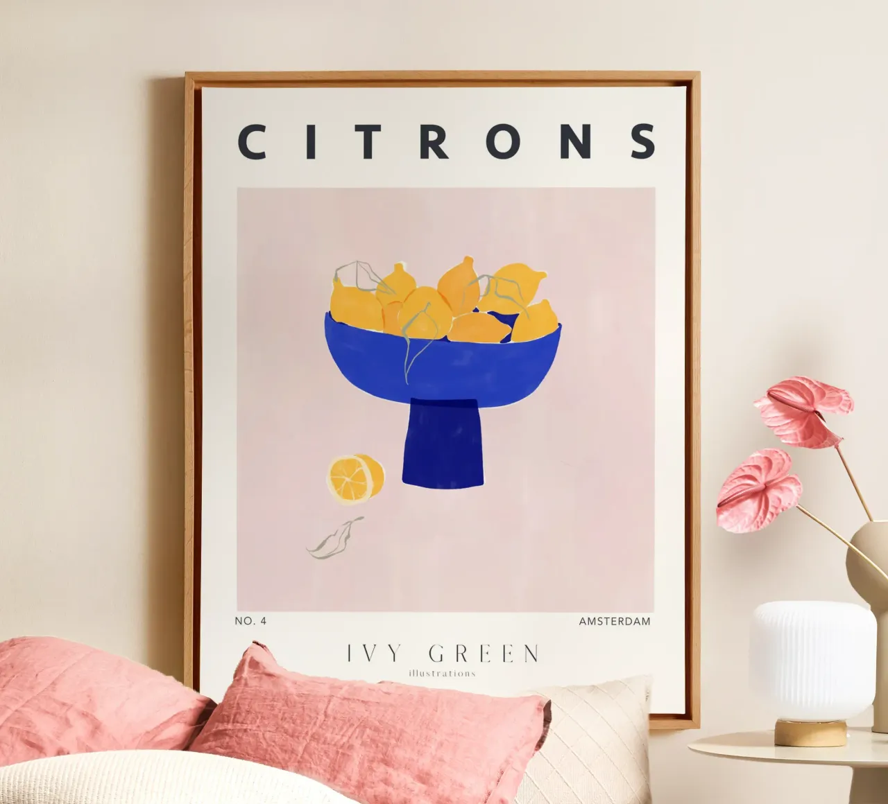 Zitronen/Lemmon-Herbstmode Vibes Leinwand mit Schattenfugenrahmen von Ivy Green Illustrations