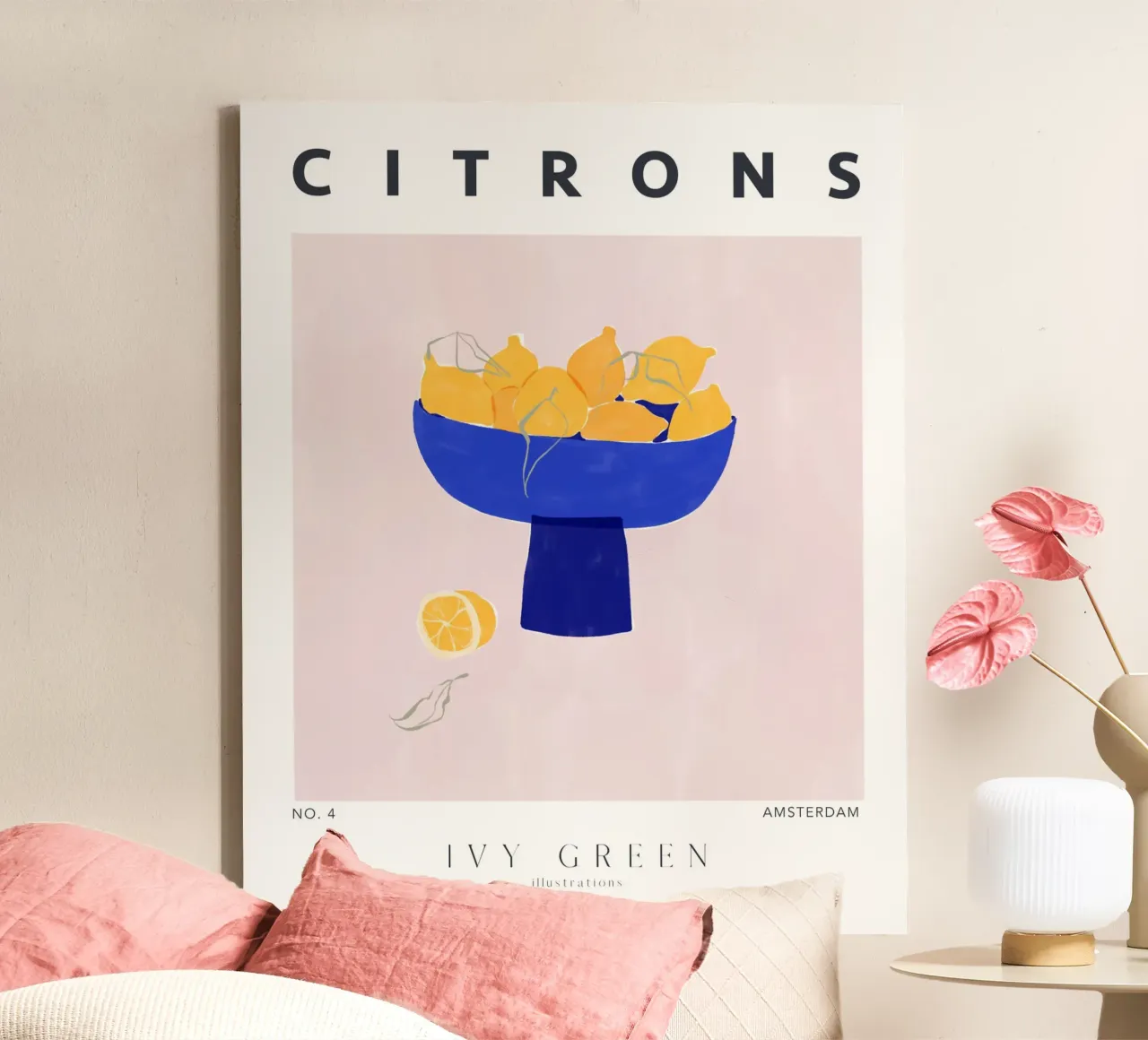 Zitronen/Lemmon-Herbstmode Vibes Leinwand mit Schattenfugenrahmen von Ivy Green Illustrations