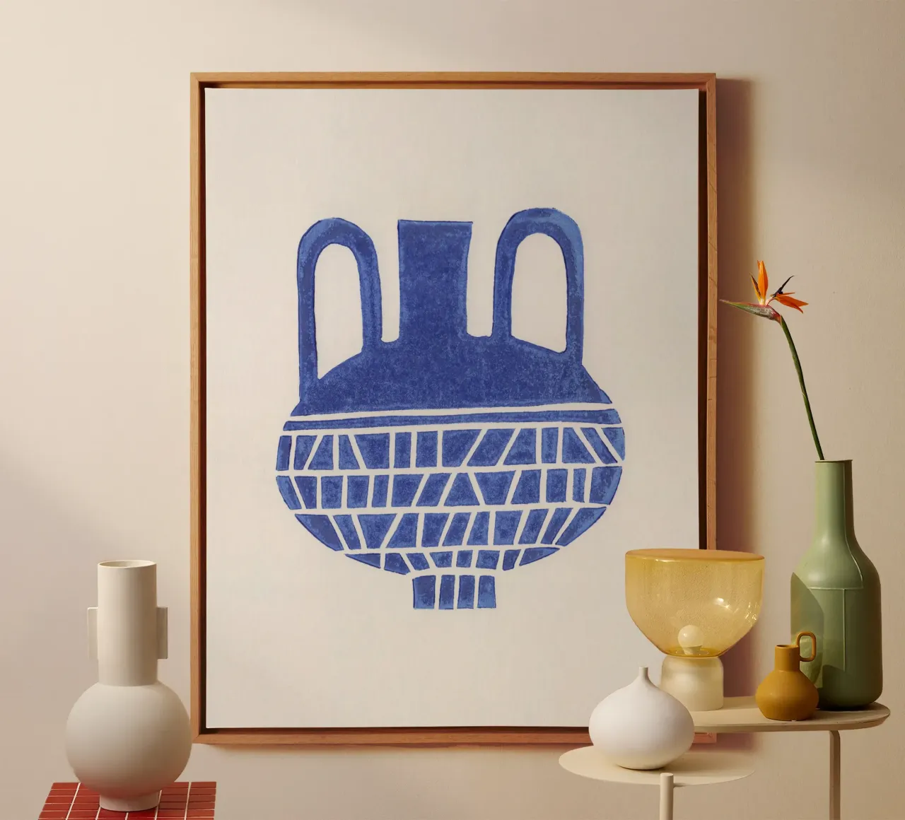 Vaso Linocut #6 tela con Cornice a cassetta da Alisa Galitsyna