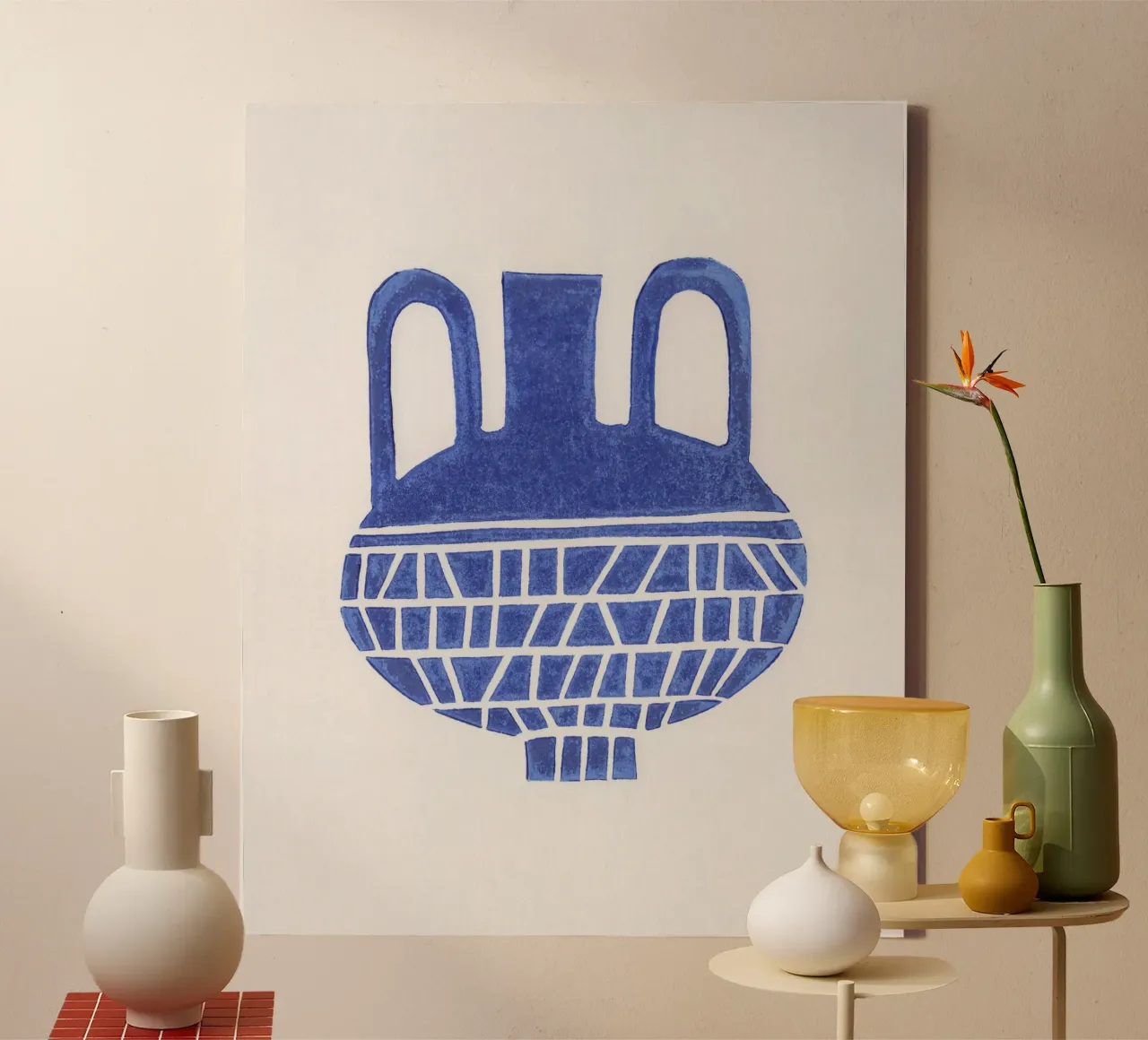Vaso Linocut #6 tela con Cornice a cassetta da Alisa Galitsyna
