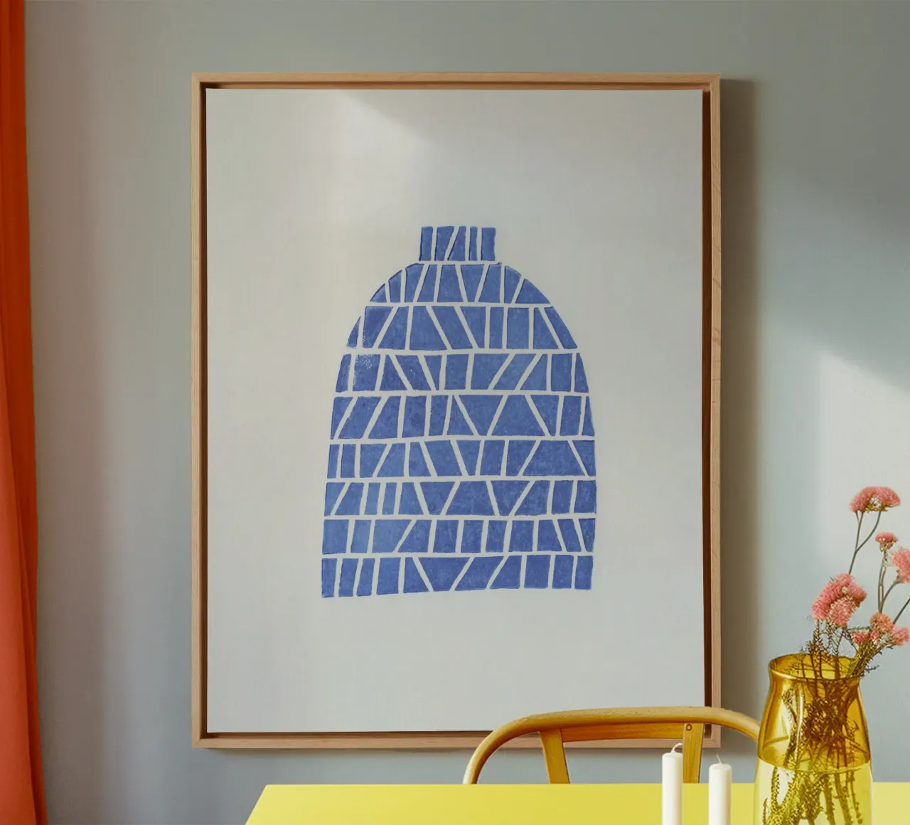 Linosnede Vaas #5 canvas met Baklijst van Alisa Galitsyna