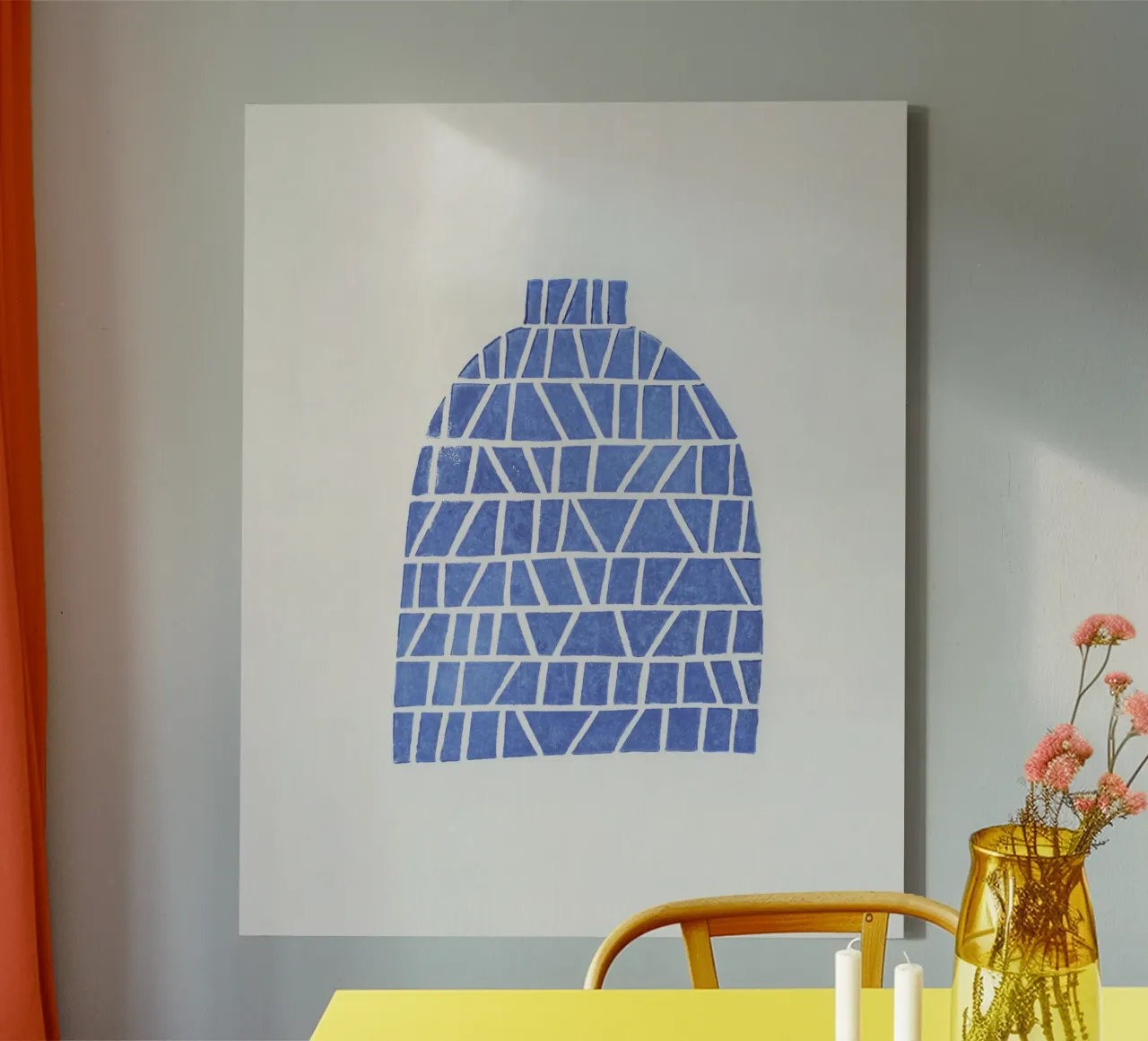 Linosnede Vaas #5 canvas met Baklijst van Alisa Galitsyna