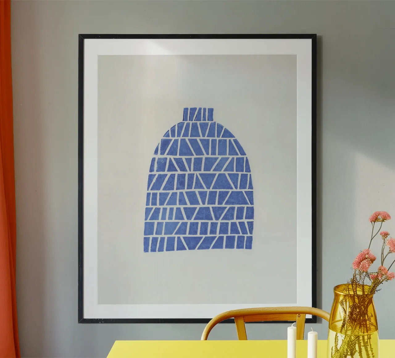 Vase Linocut #5 poster avec cadre en plastique de Alisa Galitsyna