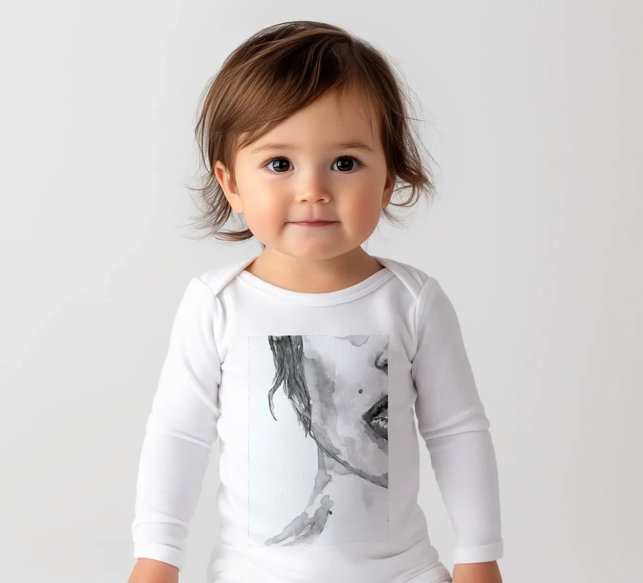 I am Listening long-sleeve baby romper by Larissa van der Laan