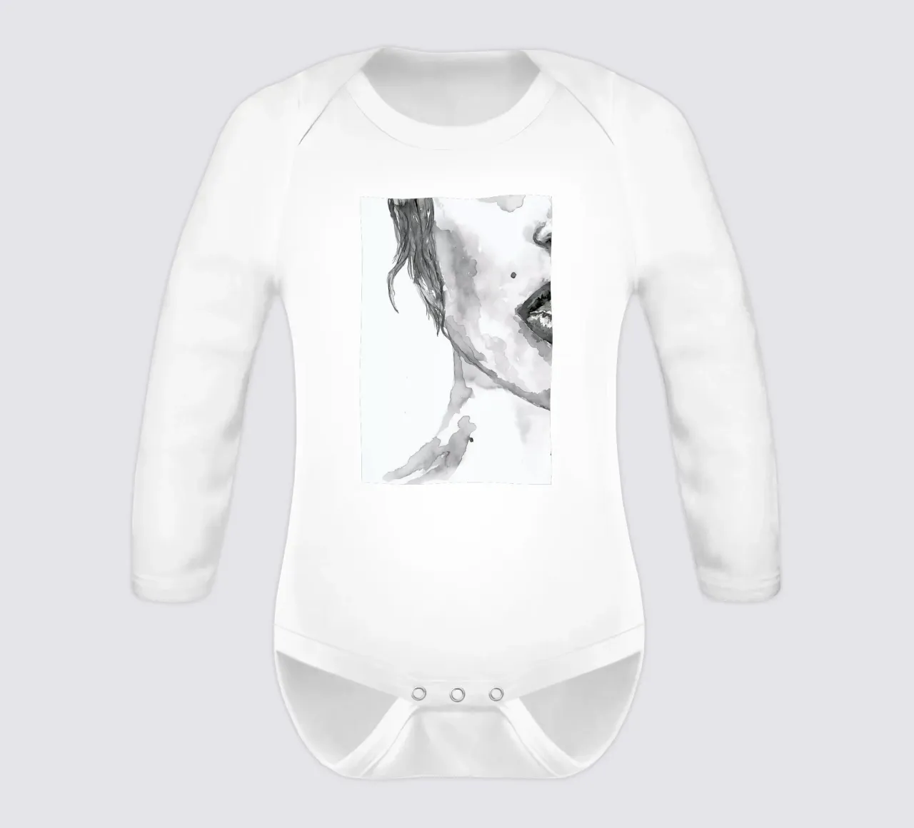 I am Listening long-sleeve baby romper by Larissa van der Laan