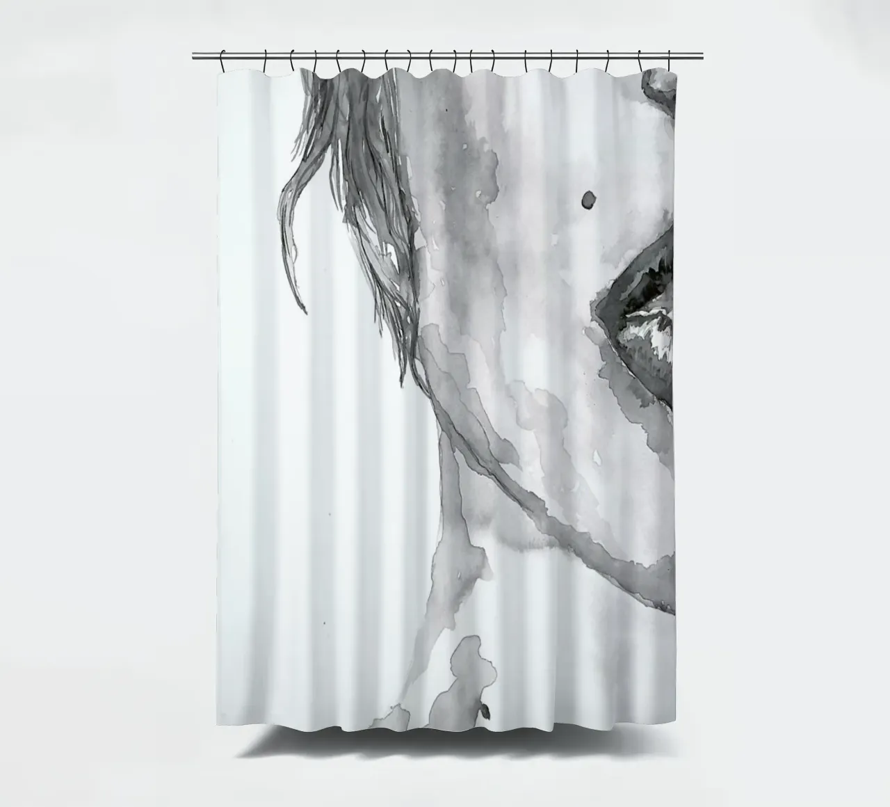 I am Listening shower curtain by Larissa van der Laan