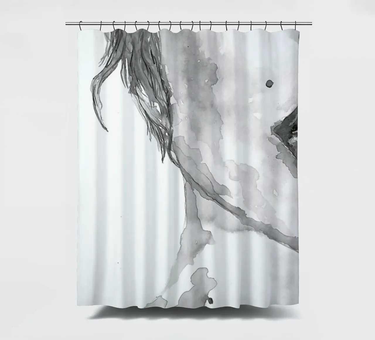 I am Listening shower curtain by Larissa van der Laan