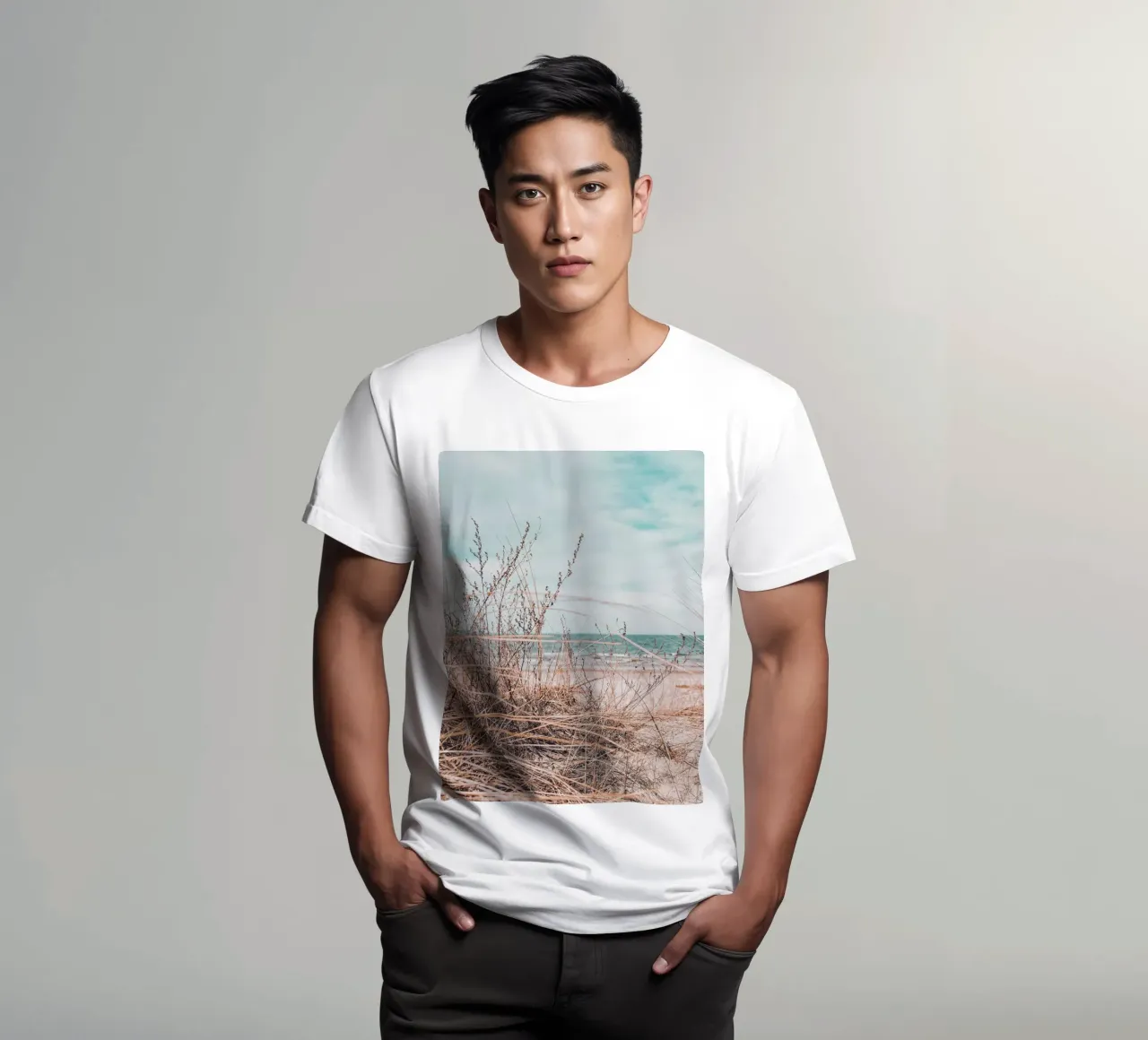 Coastal grass in the wind - design in harmony with nature t-shirt by Whole©