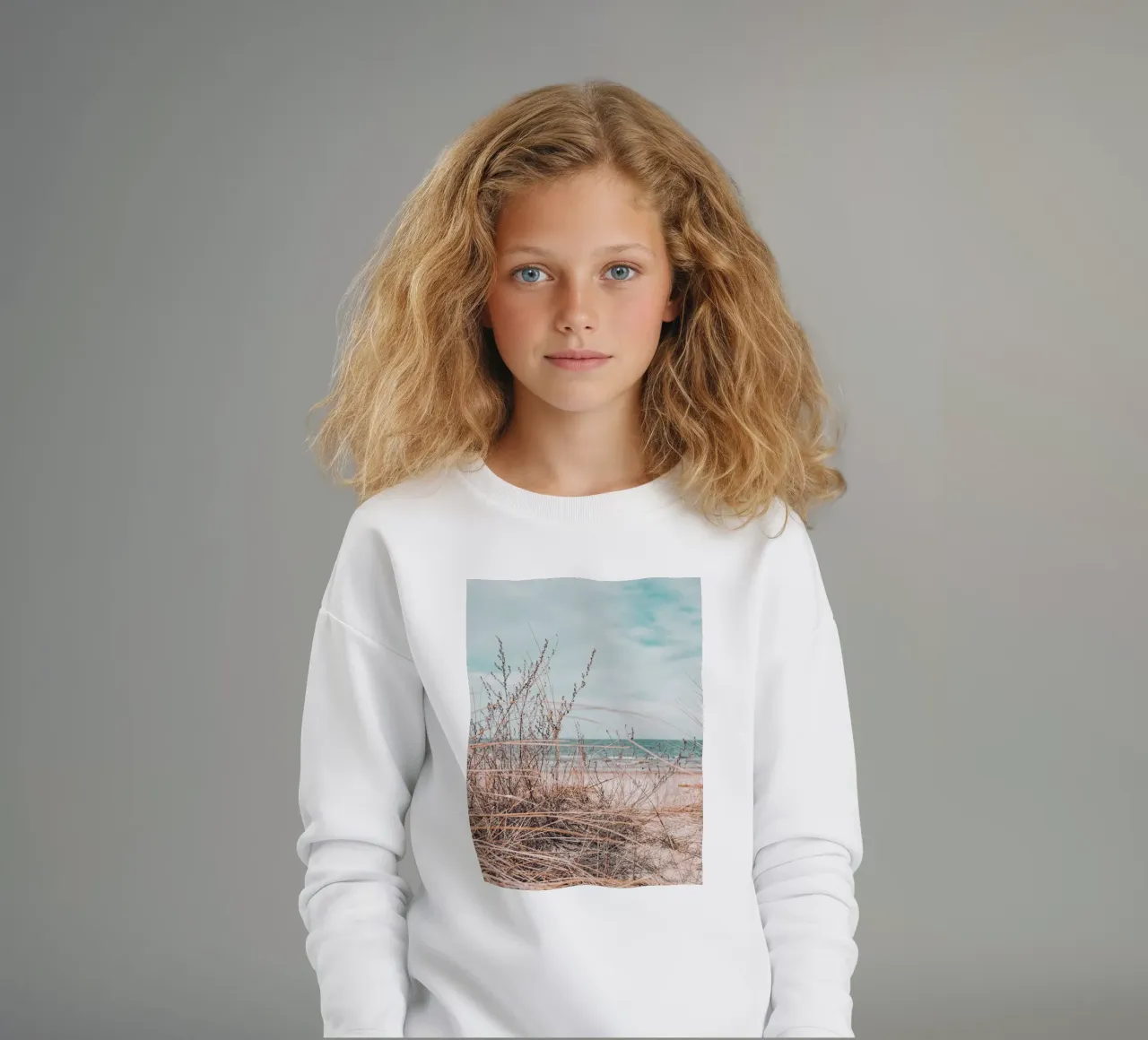 Coastal grass in the wind - design in harmony with nature kids sweatshirt by Whole©