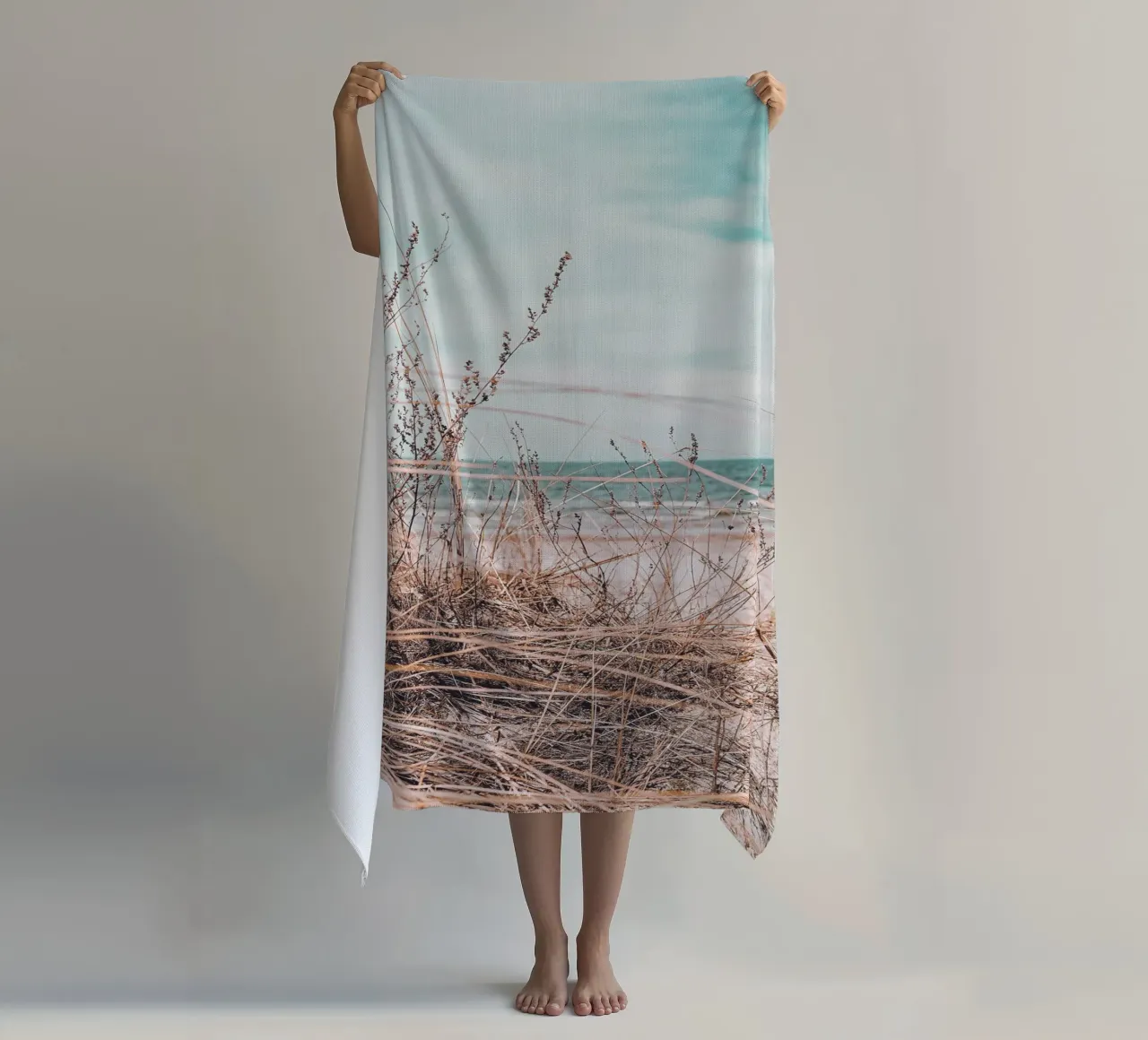 Coastal grass in the wind - design in harmony with nature beach towel by Whole©